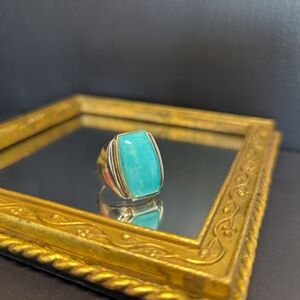 Turquoise Stone 925 Silver Ring Size 10